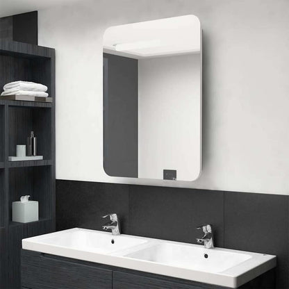 LED Bathroom Mirror Cabinet 60x11x80 cm White and oak