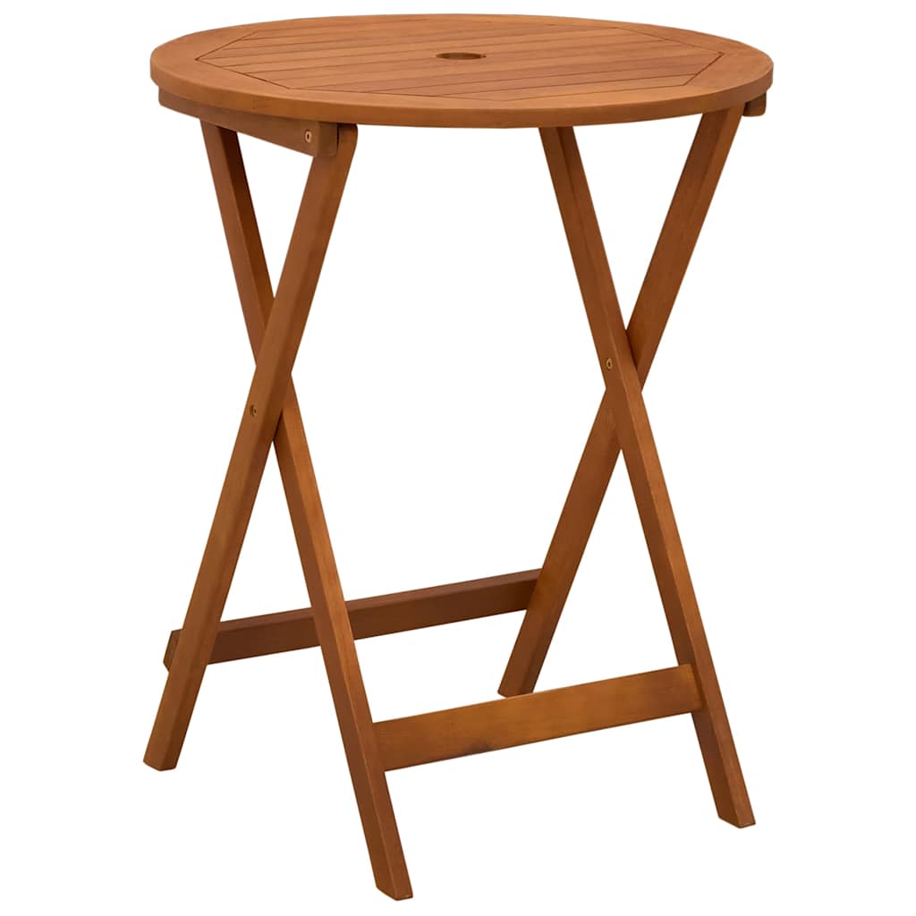 vidaXL Folding Garden Table Ø60x75 cm Solid Eucalyptus Wood 2