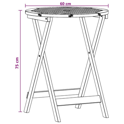 vidaXL Folding Garden Table Ø60x75 cm Solid Eucalyptus Wood 6