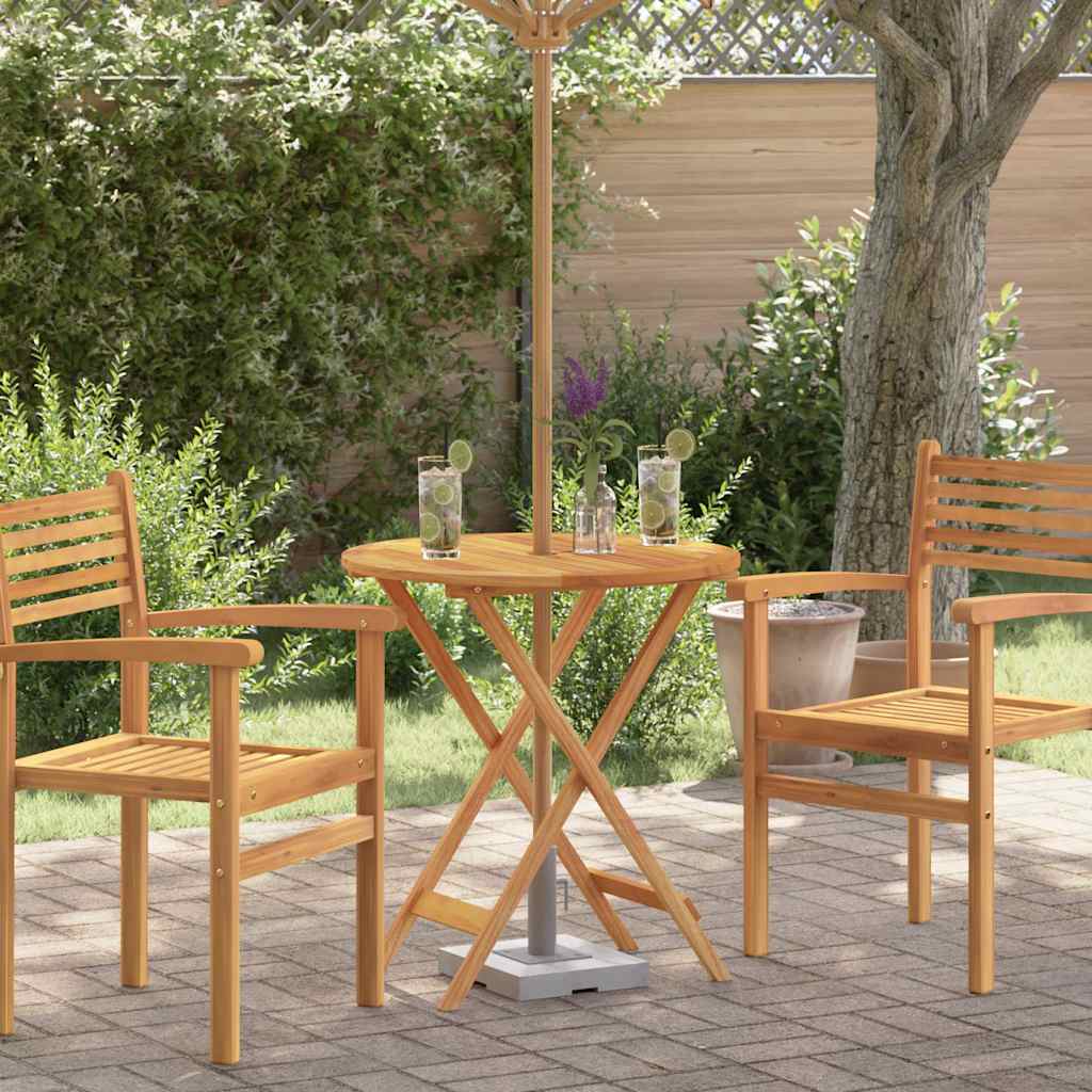 vidaXL Folding Garden Table Ø60x75 cm Solid Eucalyptus Wood 1
