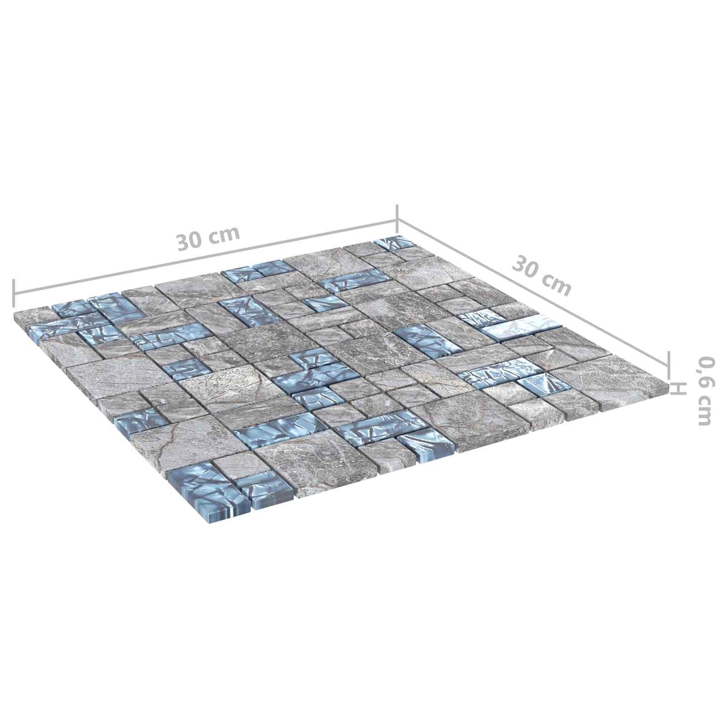 vidaXL Mosaic Tile 11 pcs 50 x 50 cm Grey and Blue Glass 5
