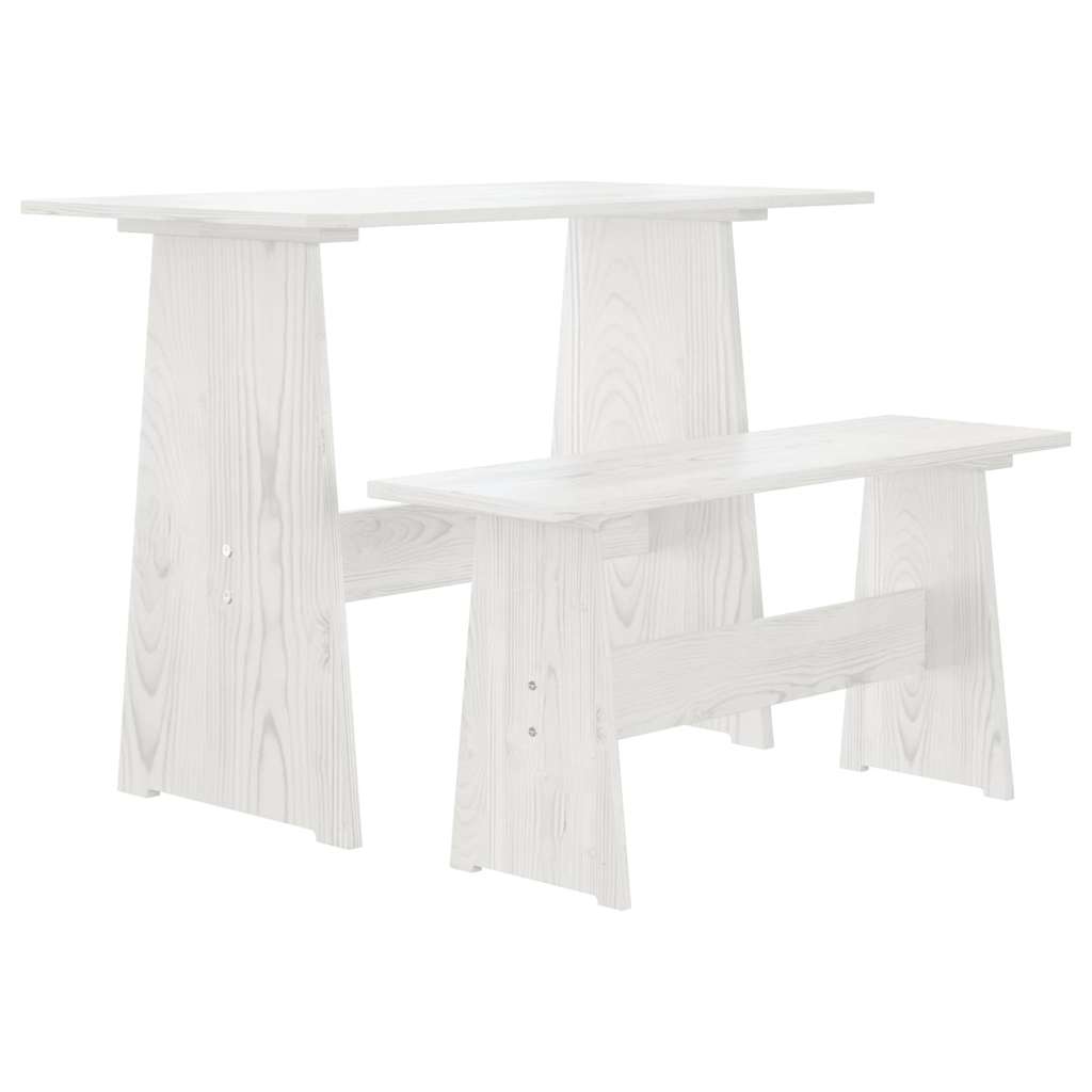 vidaXL Dining Table With Bench | White | Solid pine wood | Medium | Durable 1