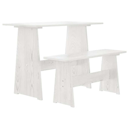 vidaXL Dining Table With Bench | White | Solid pine wood | Medium | Durable 1