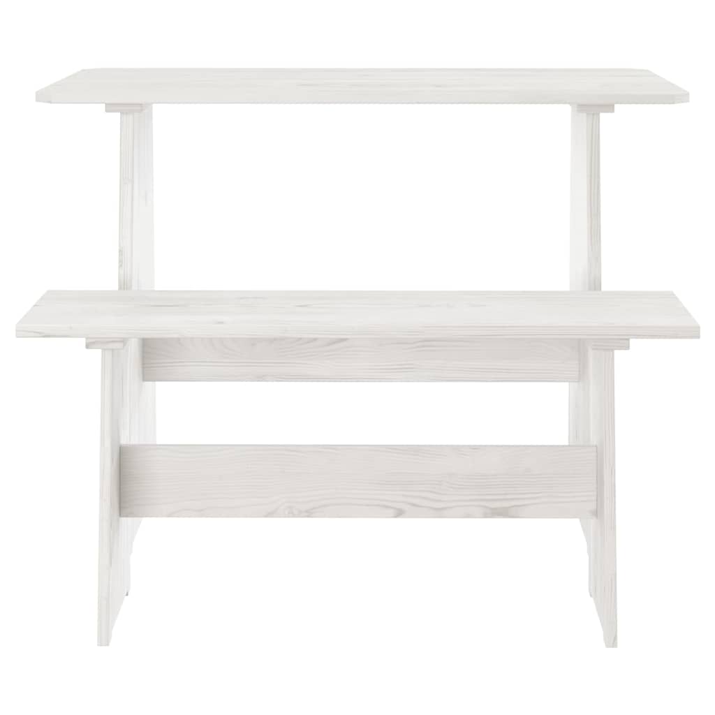 vidaXL Dining Table With Bench | White | Solid pine wood | Medium | Durable 2
