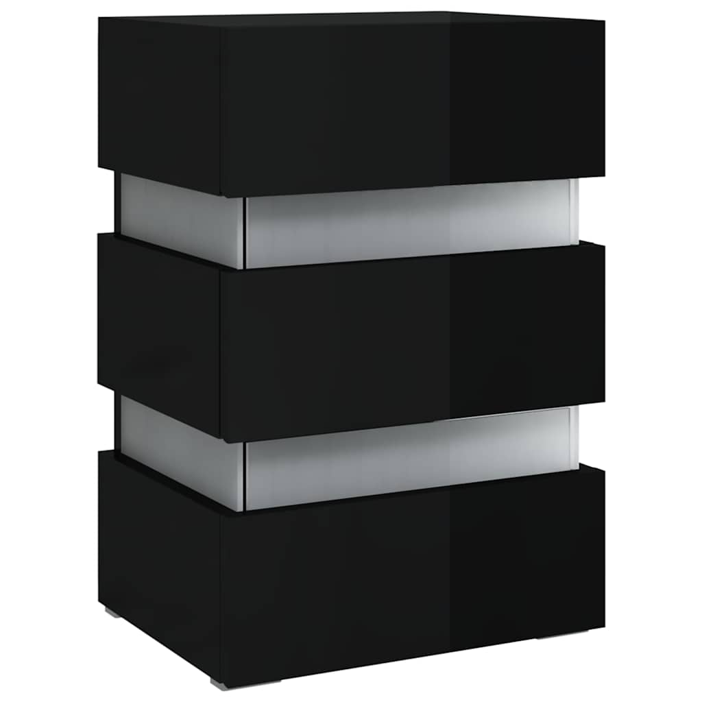 LED Bedside Cabinet 45x35x67 cm Engineered Wood High gloss black