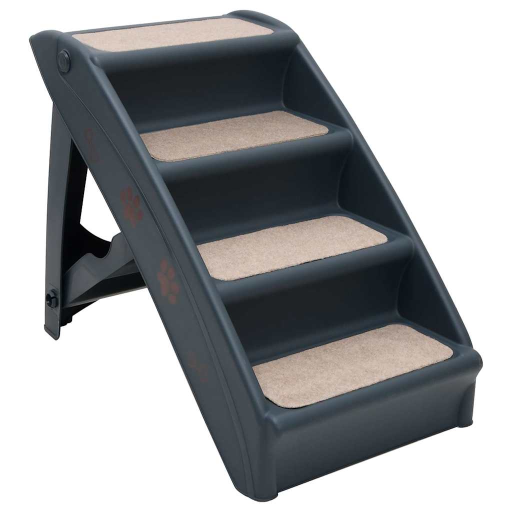 vidaXL Dog Stair | Dark grey | Polypropylene | Medium | Collapsible | Dog Stair 2
