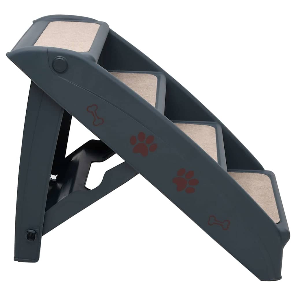 vidaXL Dog Stair | Dark grey | Polypropylene | Medium | Collapsible | Dog Stair 4