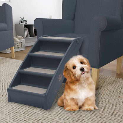 vidaXL Dog Stair | Dark grey | Polypropylene | Medium | Collapsible | Dog Stair 1