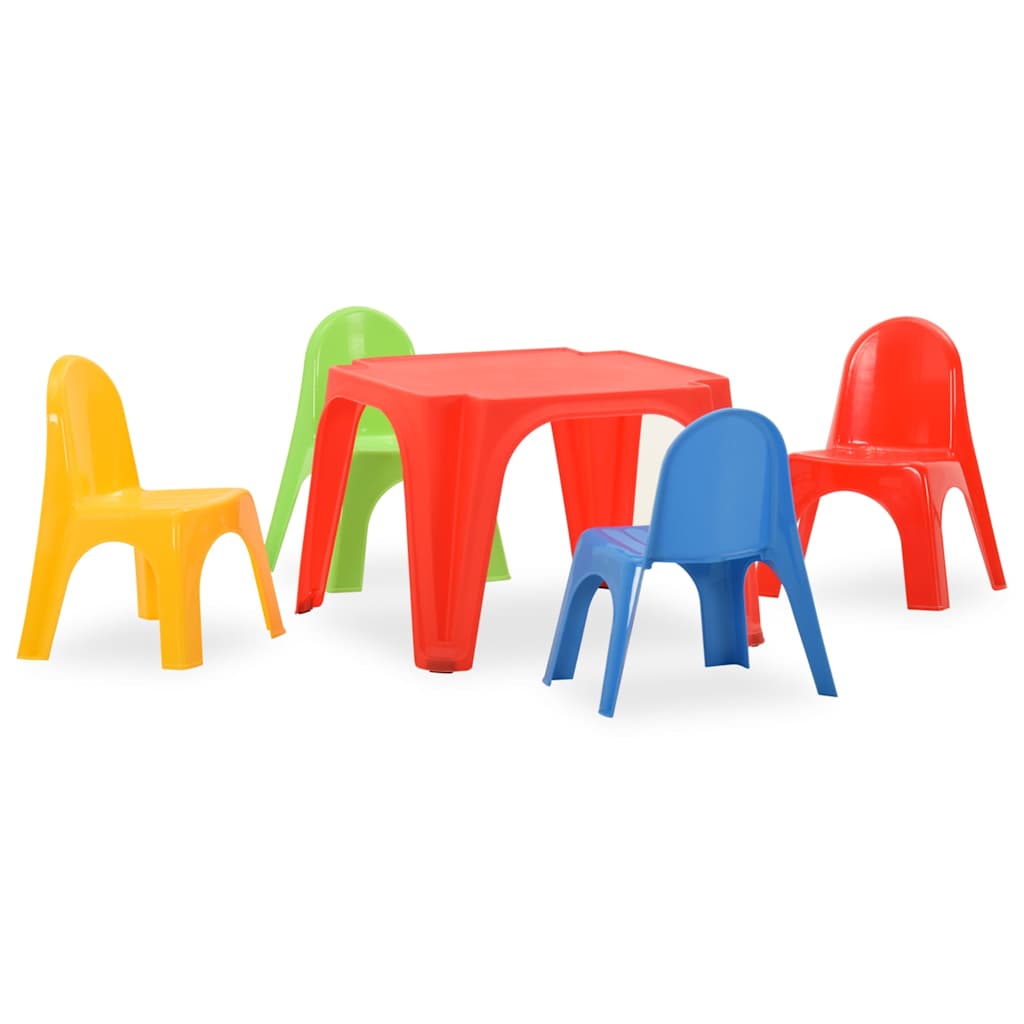 vidaXL Kids Table And Chair | Red, green, yellow, blue | 100% PP (polypropylene) 1