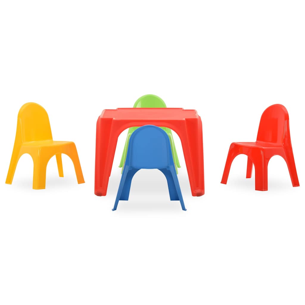 vidaXL Kids Table And Chair | Red, green, yellow, blue | 100% PP (polypropylene) 2