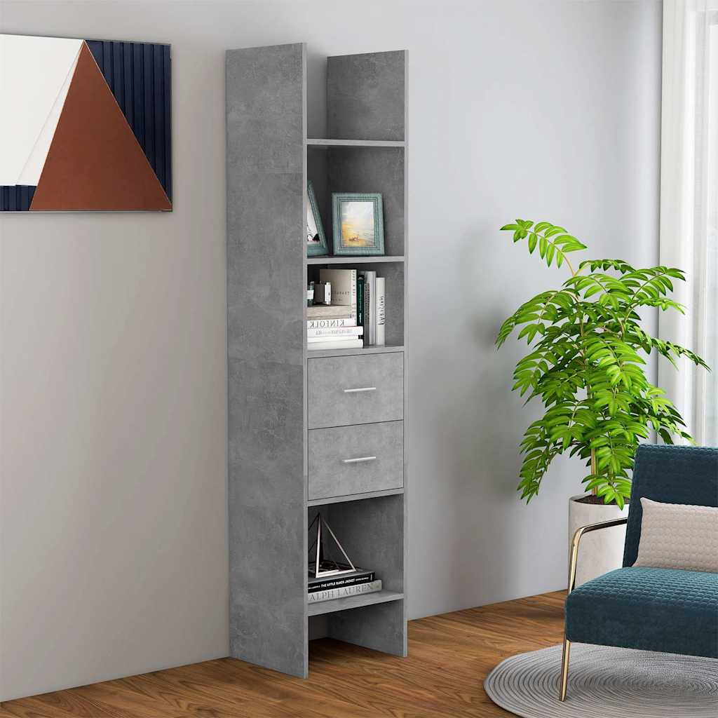 vidaXL Book Cabinet | Concrete Grey | Engineered Wood | Tall | Book Cabinet 1