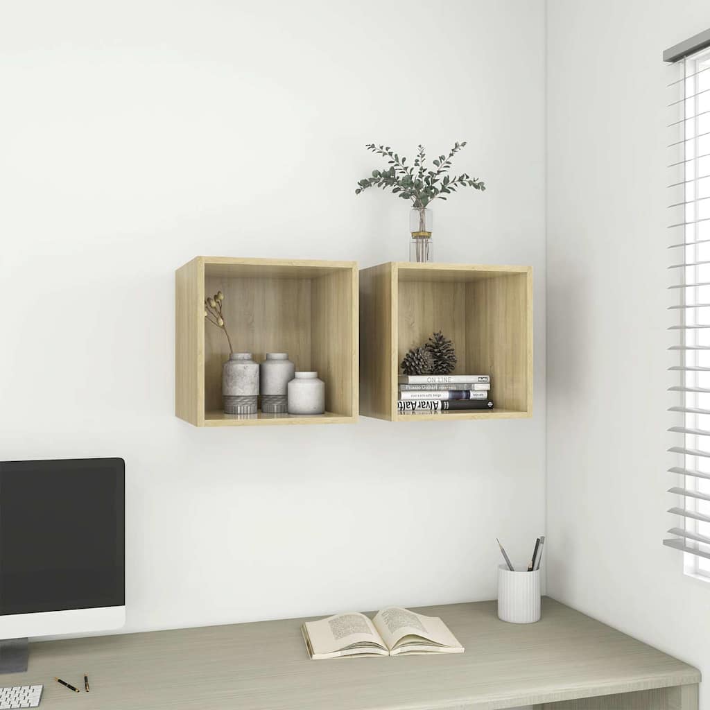 vidaXL Wall Cabinet | Set of 2 | Sonoma oak | Engineered wood | Medium 1