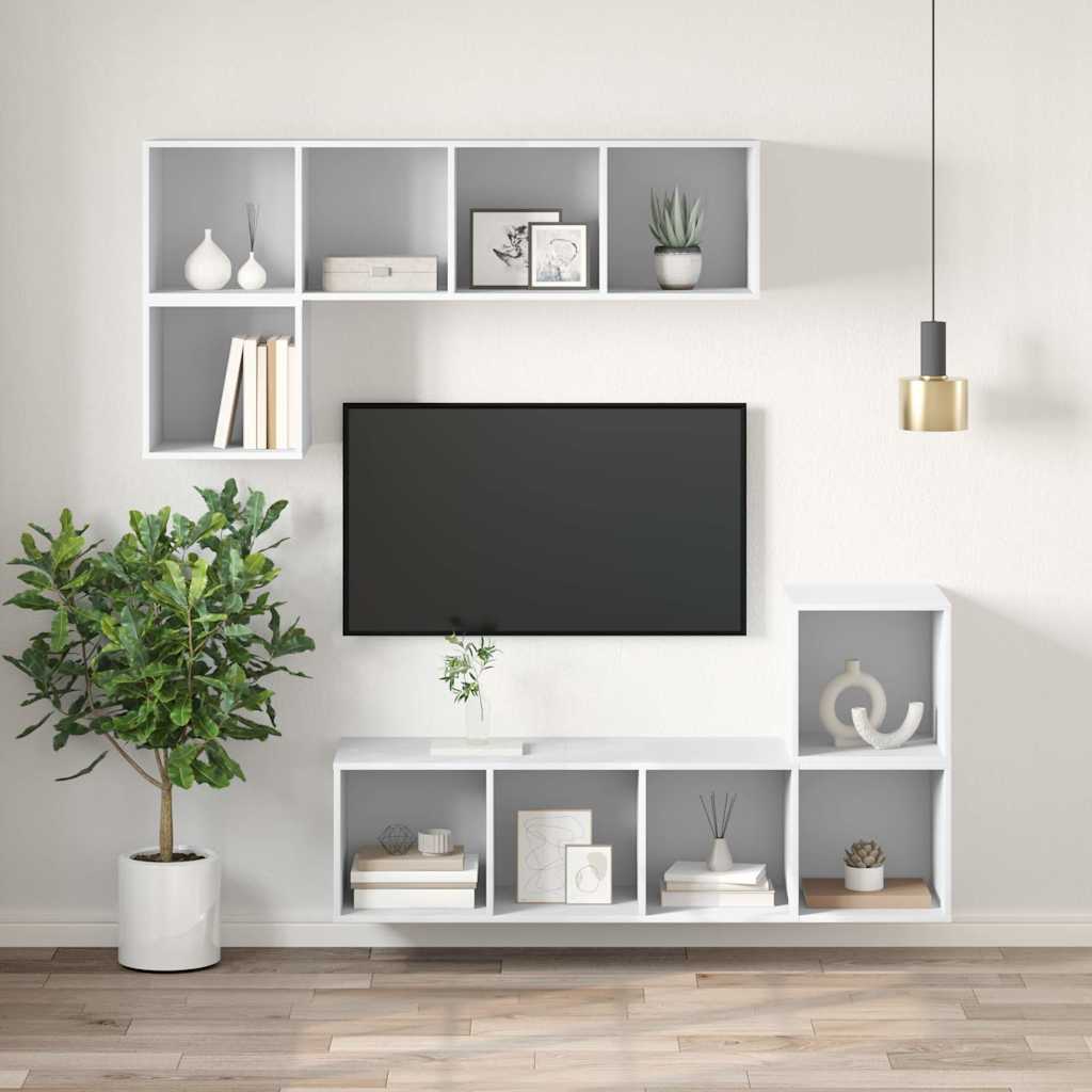 vidaXL TV Cabinet | White | Engineered Wood | Medium |  Wall Mounting 5