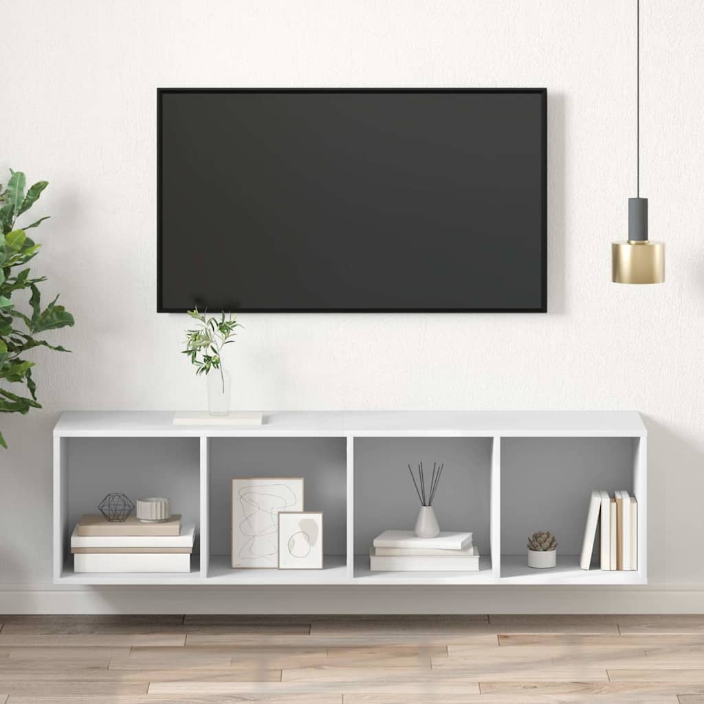 vidaXL TV Cabinet | White | Engineered Wood | Medium |  Wall Mounting 1
