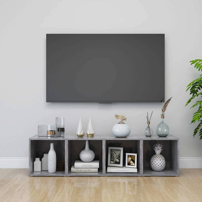 805512 vidaXL 4 Piece TV Cabinet Set Concrete Grey 37x35x37 cm Engineered Wood 1
