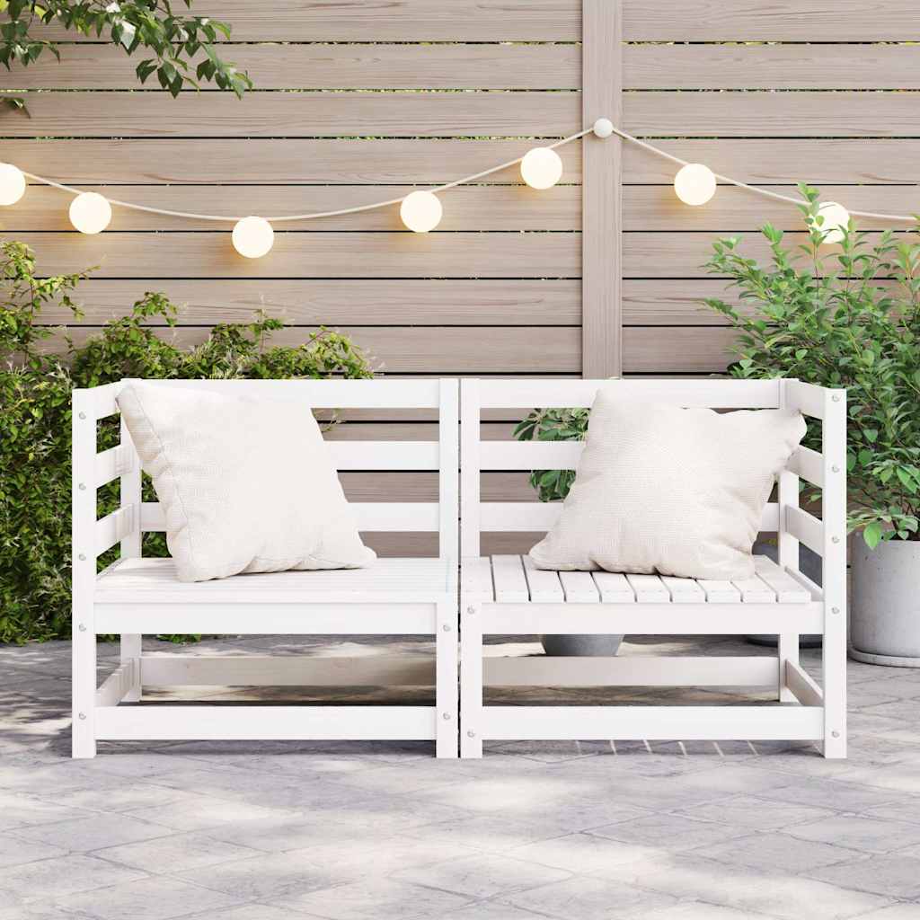 vidaXL Garden Corner Sofas 2 pcs White Solid Wood Pine 3