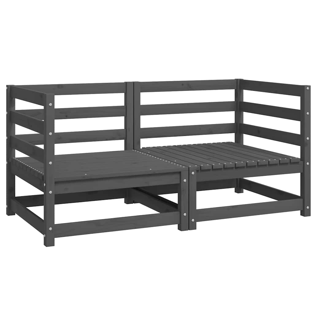 Garden Corner Sofas 2 pcs Solid Wood Pine Corner sofa (2 pcs) Grey