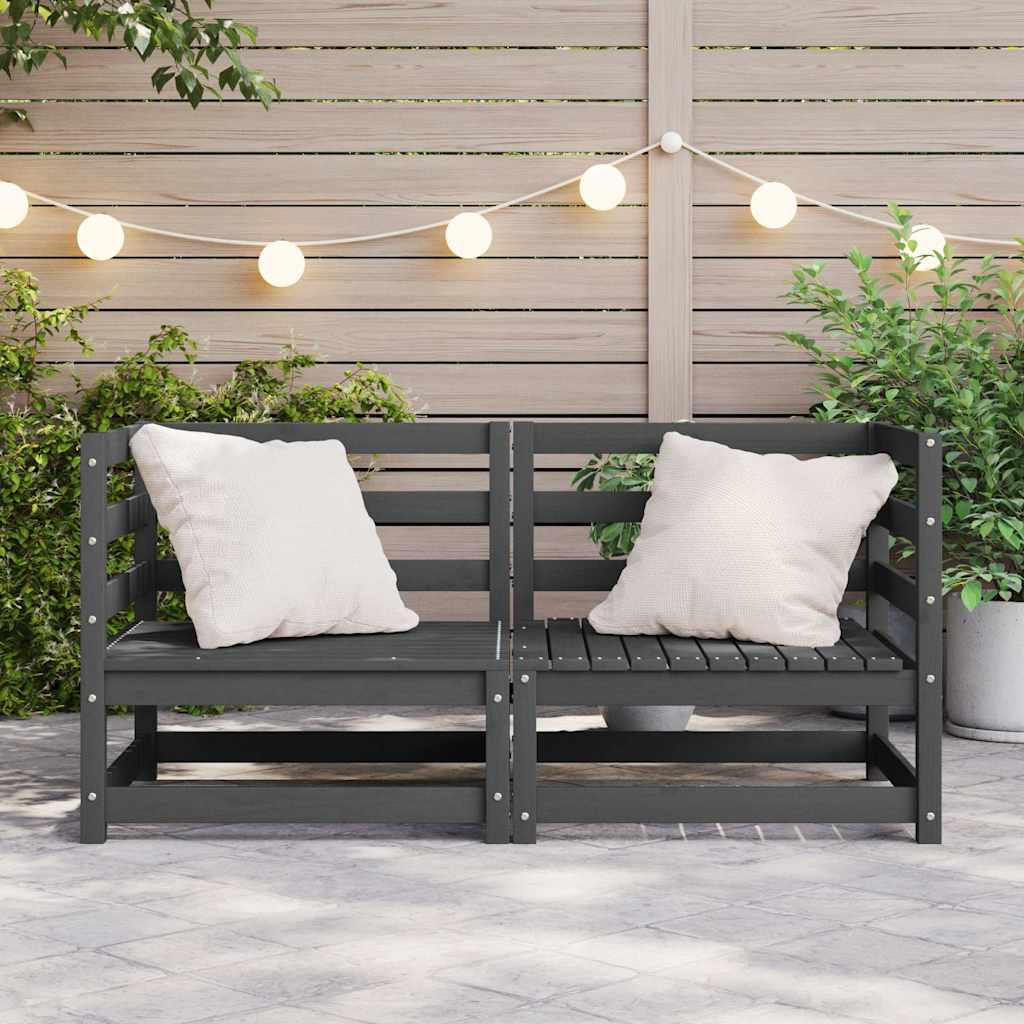 Garden Corner Sofas 2 pcs Solid Wood Pine Corner sofa (2 pcs) Grey