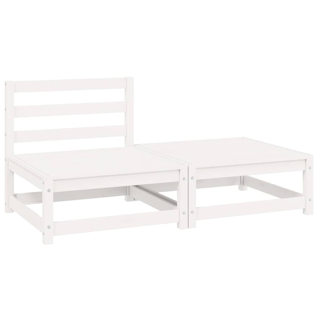 vidaXL 2 Piece Garden Lounge Set White Solid Pinewood 2