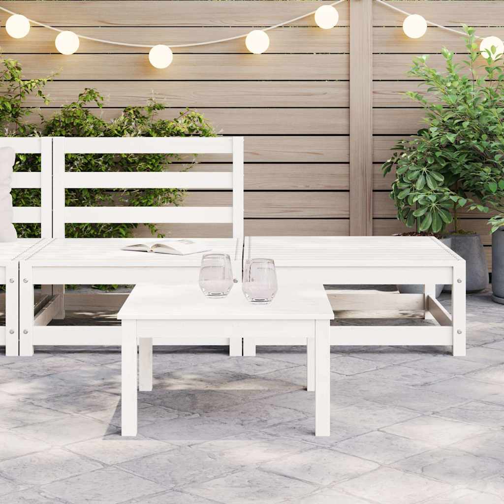 vidaXL 2 Piece Garden Lounge Set White Solid Pinewood 3