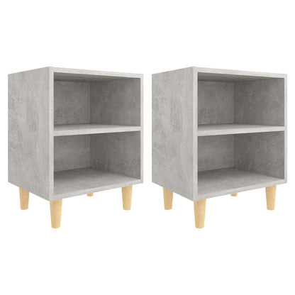 805788 vidaXL Bed Cabinets with Solid Wood Leg 2 pcs Concrete Grey 40x30x50cm 2