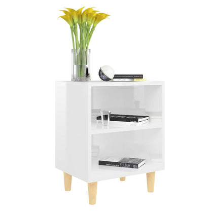 805792 vidaXL Bed Cabinets Solid Wood Legs 2 pcs High Gloss White 40x30x50 cm 6