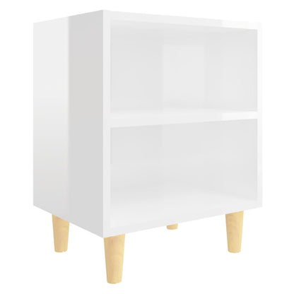 805792 vidaXL Bed Cabinets Solid Wood Legs 2 pcs High Gloss White 40x30x50 cm 3