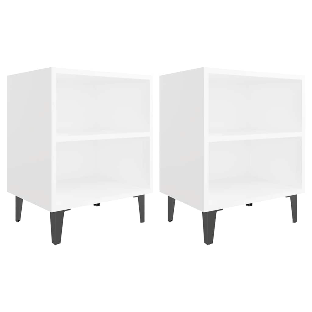 vidaXL Bed Cabinet | Set of 2 | White | Engineered wood, metal | Standard 2