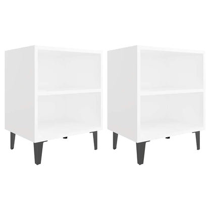 vidaXL Bed Cabinet | Set of 2 | White | Engineered wood, metal | Standard 2
