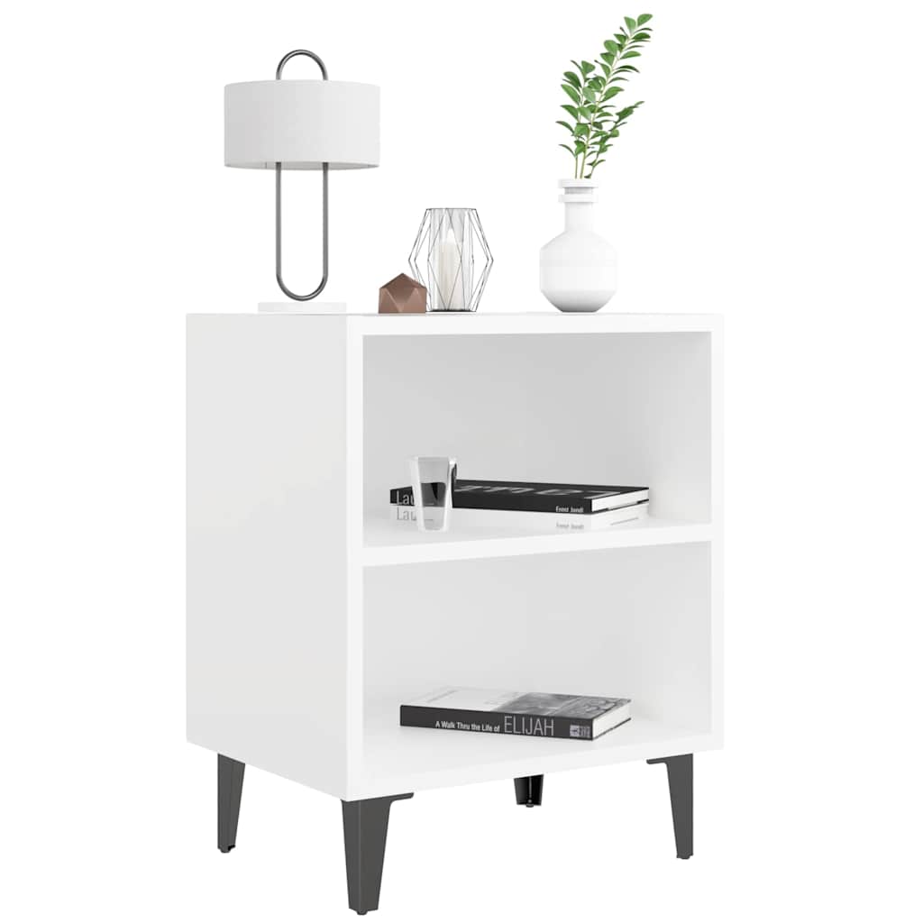 vidaXL Bed Cabinet | Set of 2 | White | Engineered wood, metal | Standard 4