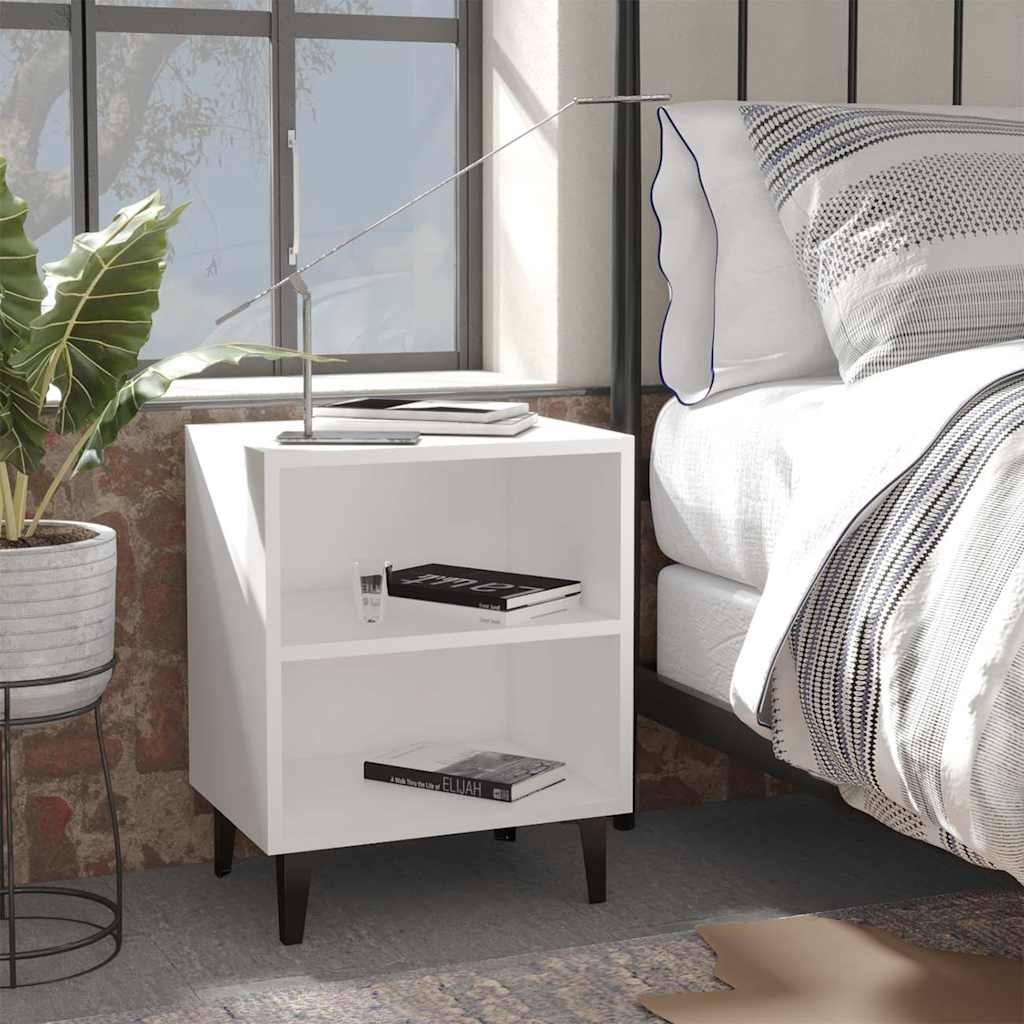 vidaXL Bed Cabinet | Set of 2 | White | Engineered wood, metal | Standard 1