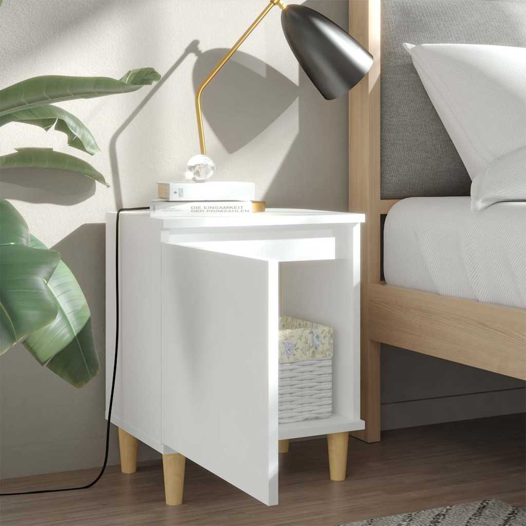 805816 vidaXL Bed Cabinets with Solid Wood Legs 2 pcs White 40x30x50 cm 4