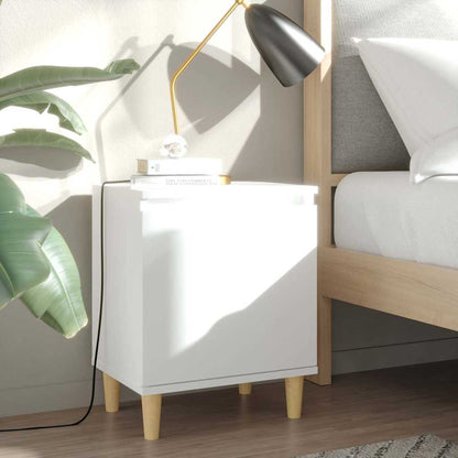 805816 vidaXL Bed Cabinets with Solid Wood Legs 2 pcs White 40x30x50 cm 1
