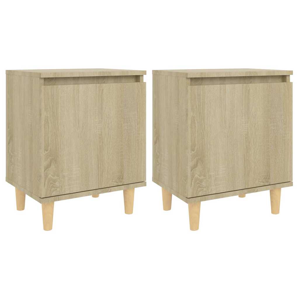 805822 vidaXL Bed Cabinets with Solid Wood Legs 2 pcs Sonoma Oak 40x30x50 cm 2