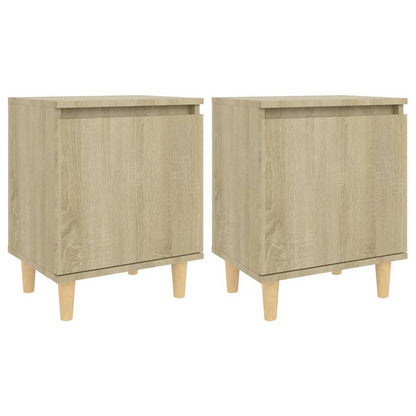 805822 vidaXL Bed Cabinets with Solid Wood Legs 2 pcs Sonoma Oak 40x30x50 cm 2