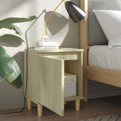 805822 vidaXL Bed Cabinets with Solid Wood Legs 2 pcs Sonoma Oak 40x30x50 cm 3