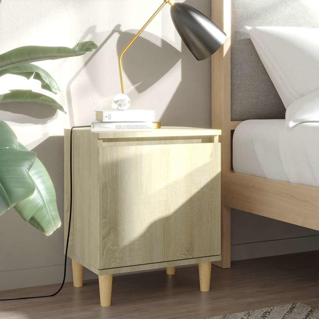 805822 vidaXL Bed Cabinets with Solid Wood Legs 2 pcs Sonoma Oak 40x30x50 cm 1