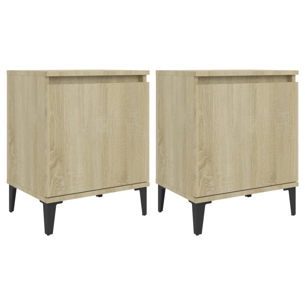 805840 vidaXL Bed Cabinets with Metal Legs Sonoma Oak 40x30x50 cm 2
