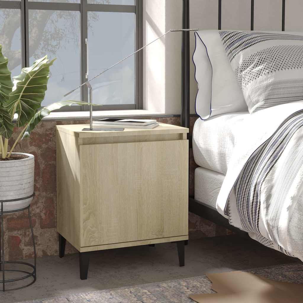 805840 vidaXL Bed Cabinets with Metal Legs Sonoma Oak 40x30x50 cm 1