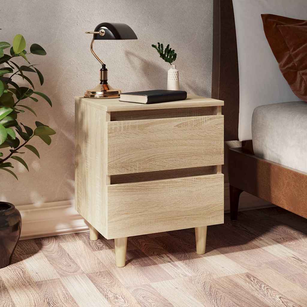 vidaXL Bed Cabinet | Sonoma Oak | Engineered Wood, Solid Pinewood | 40x35x50 cm 1