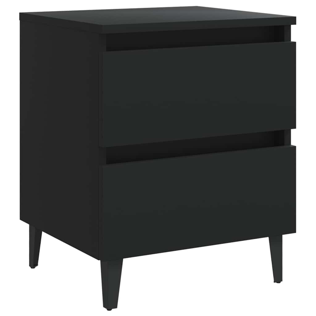 vidaXL Bed Cabinet | Black | Engineered wood, Metal | Standard | Bed Cabinet 2