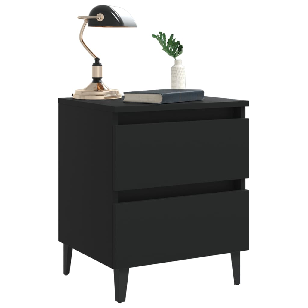 vidaXL Bed Cabinet | Black | Engineered wood, Metal | Standard | Bed Cabinet 6