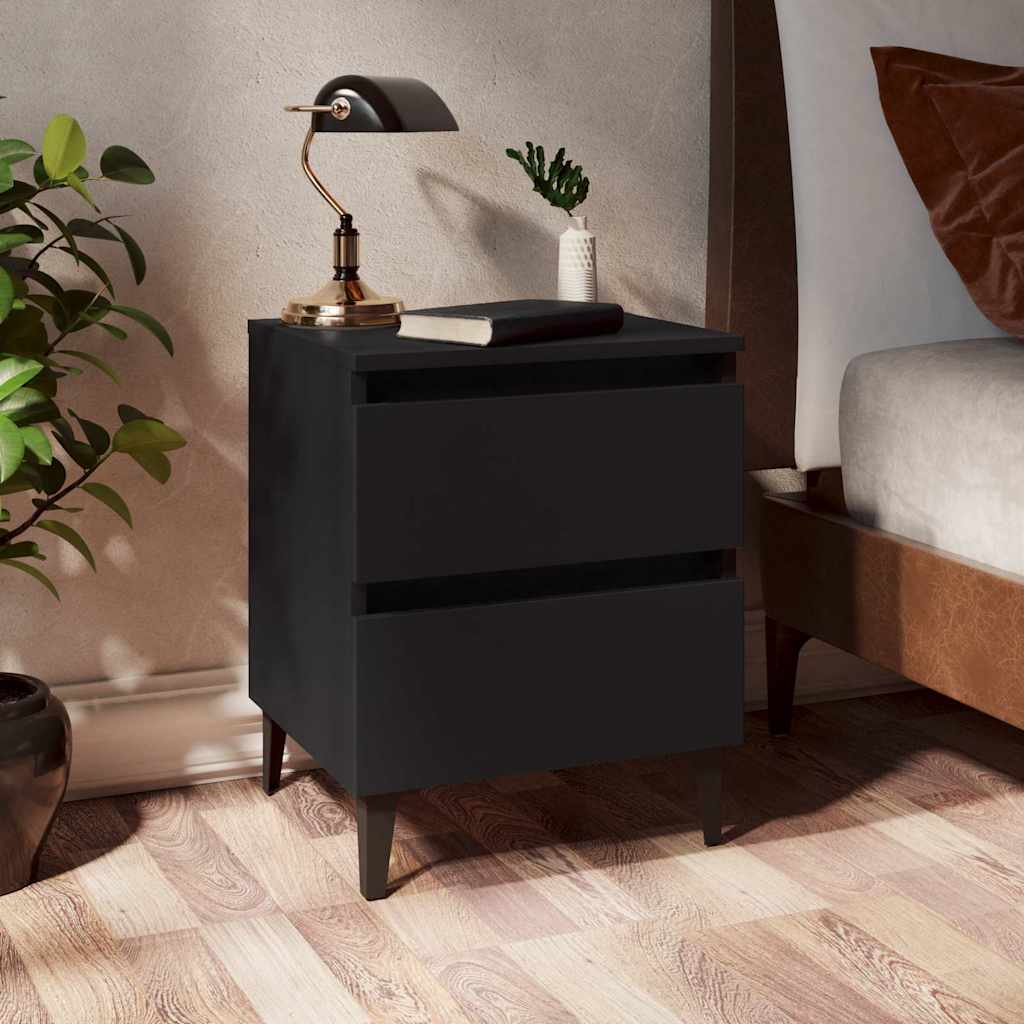 vidaXL Bed Cabinet | Black | Engineered wood, Metal | Standard | Bed Cabinet 1