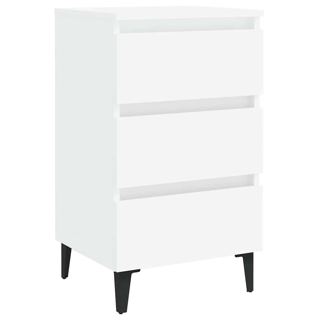 805905 vidaXL Bed Cabinet with Metal Legs White 40x35x69 cm 2