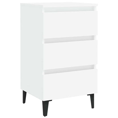 805905 vidaXL Bed Cabinet with Metal Legs White 40x35x69 cm 2