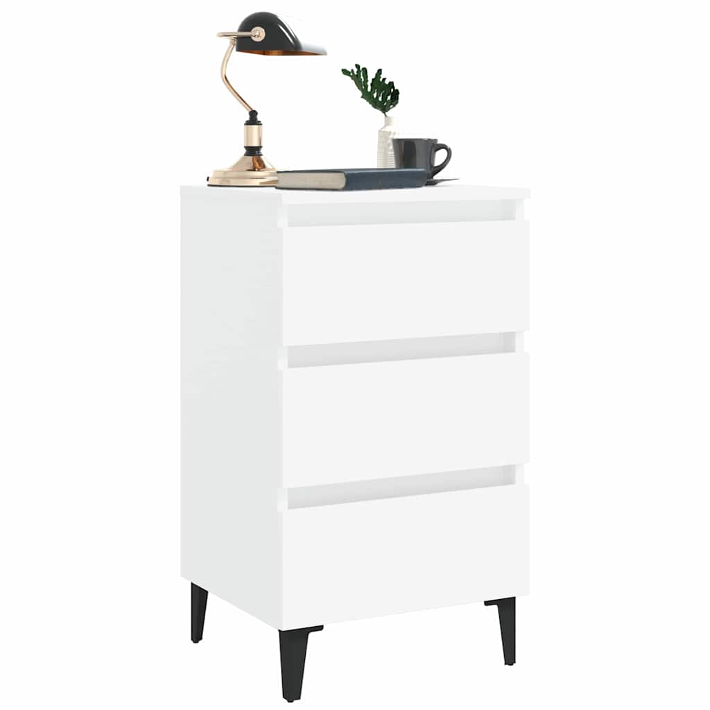 805905 vidaXL Bed Cabinet with Metal Legs White 40x35x69 cm 6