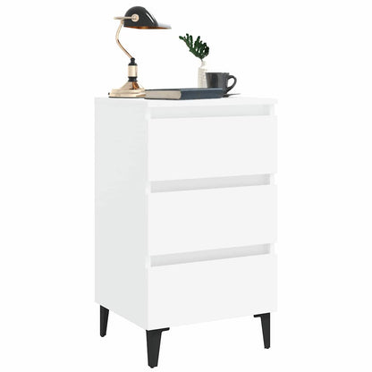 805905 vidaXL Bed Cabinet with Metal Legs White 40x35x69 cm 6