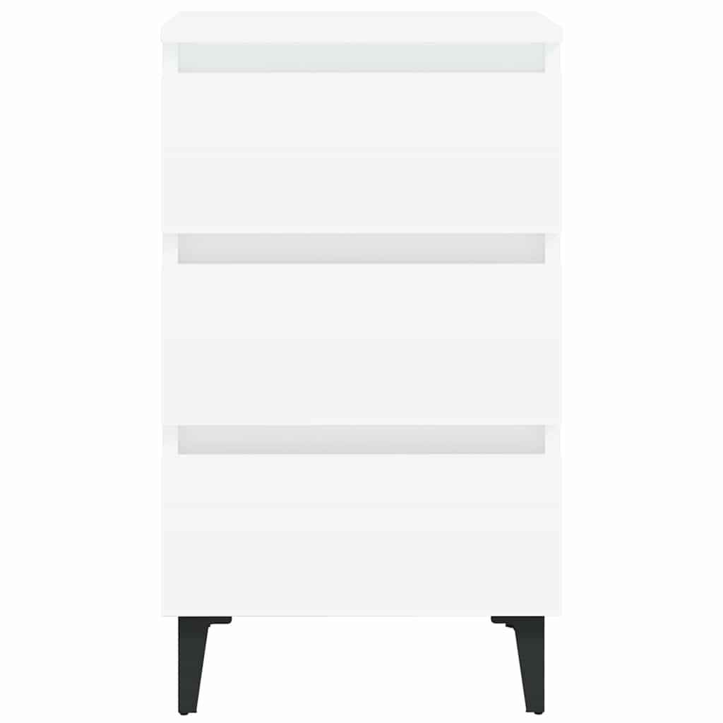 805905 vidaXL Bed Cabinet with Metal Legs White 40x35x69 cm 3