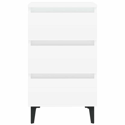 805905 vidaXL Bed Cabinet with Metal Legs White 40x35x69 cm 3