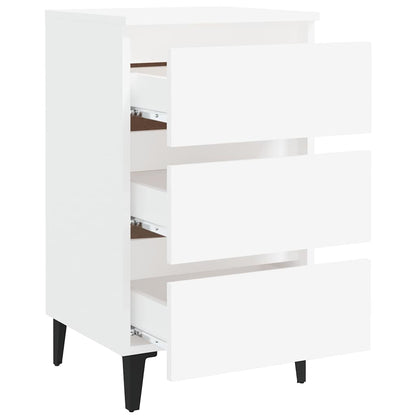 805905 vidaXL Bed Cabinet with Metal Legs White 40x35x69 cm 4